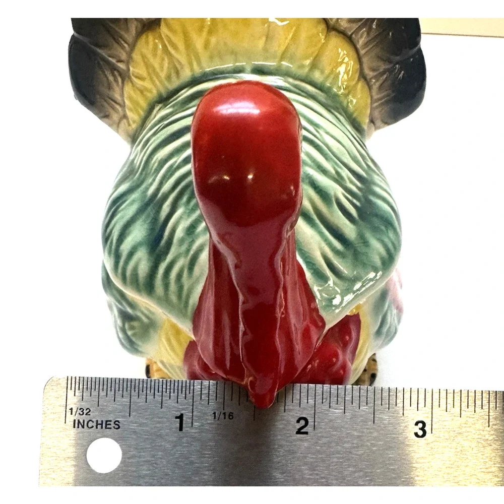 Vintage Hand Painted Ceramic Turkey Gobbler Sugar Bowl, Storage, Matches-Lidded